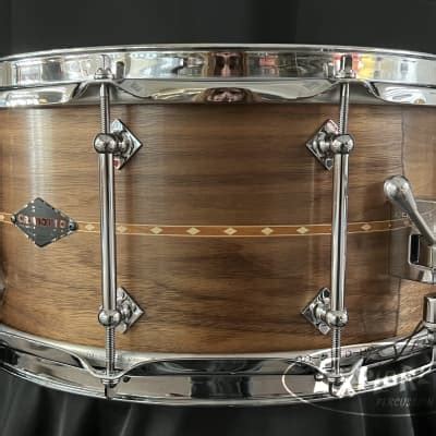 Craviotto Custom Shop Snare Drum Walnut With Cherry Inlay Reverb