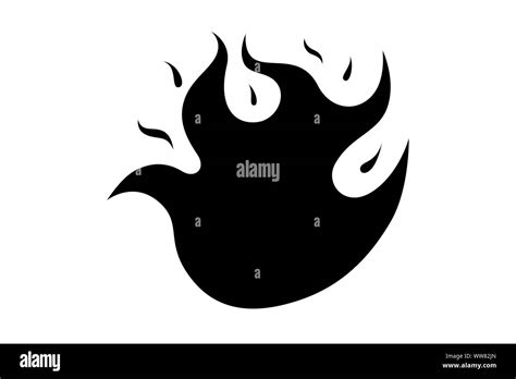 Fire flame emoji burn icon. Isolated bonfire heat sign emoticon black ...