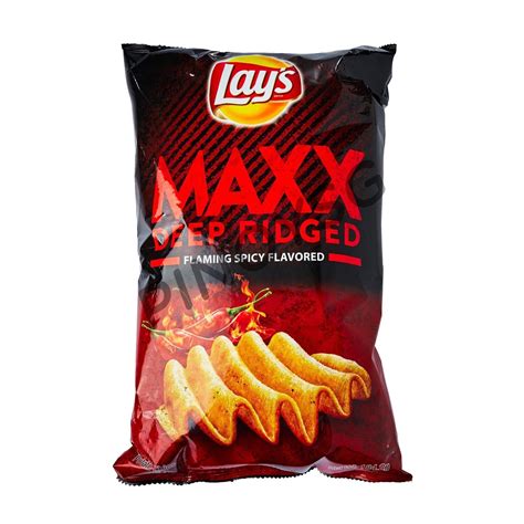 Lays Maxx Deep Ridged Flaming Spicy Flavor