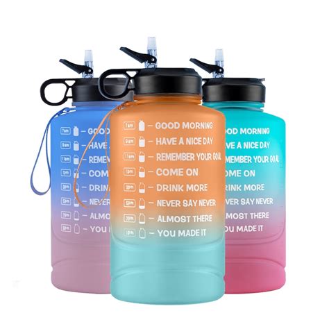 Litre Water Bottle With Straw Time Markings Oz Etsy Canada