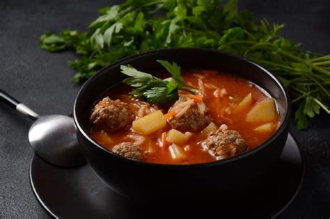 Premium Photo Patatesli Sulu Kofte Turkish Soup With Meatballs In