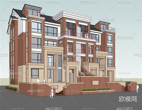 欧式连排别墅免费su模型下载id10678277sketchup模型下载 欧模网