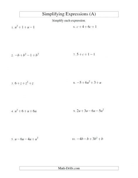 Evaluating Expressions Worksheet 6th Grade