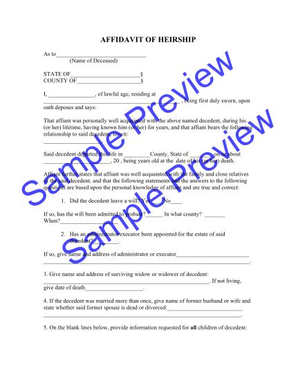 57 Affidavit Of Heirship Free To Edit Download And Print Cocodoc