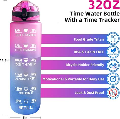 Zuwozu Botellas De Agua De Onzas Con Tiempos Para Beber A Prueba