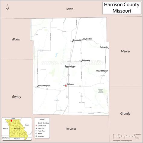 Map Of Harrison County Missouri Showing Cities Highways And Important