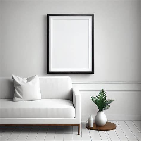 Premium Photo Frame Mockup In Living Room Wall Art Framed Canvas