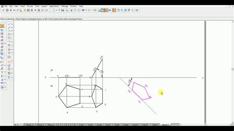 CAED To Draw A Pentagonal Lamina Resting On HP On Its Corner Given