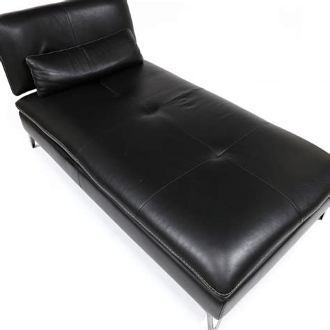 Roche Bobois Black Leather Chaise Lounge Lot Fall Modern Art