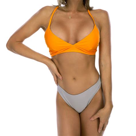 2021 European And American Bikini Swimwear New Solid Color Sexy