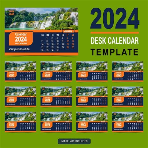 Modelo de calendario de diseño moderno para 2024 Vector Premium