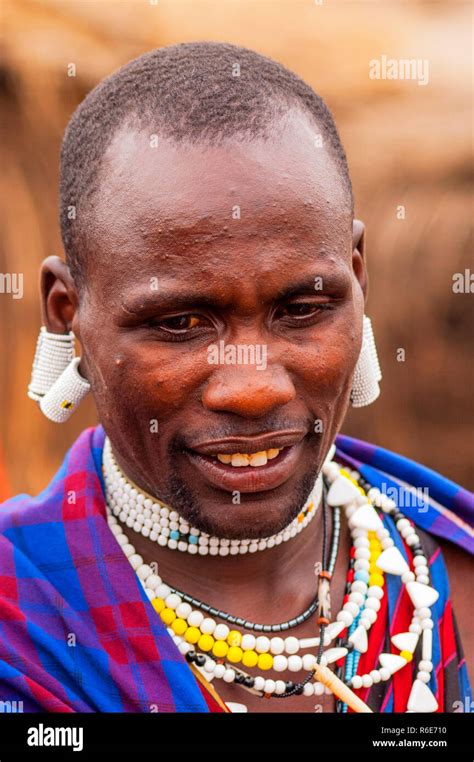 Portrait Of A Maasai Man Wearing Traditional Dress Portrait Massai