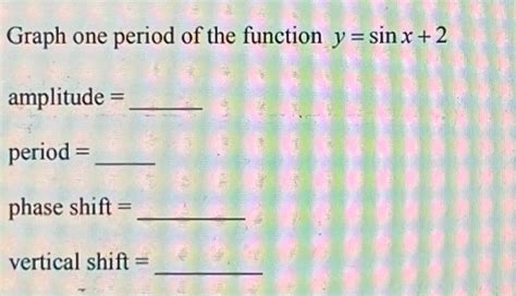 Solved Graph one period of the function y=sin x+2 amplitude | Chegg.com