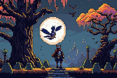 Premium AI Image | halloween pixel art background