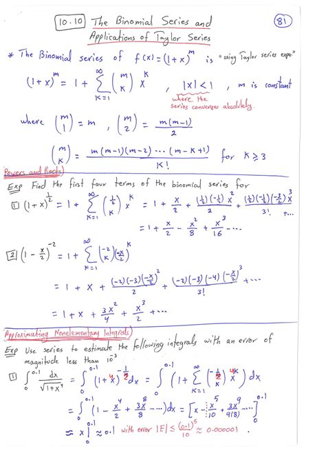 Solution The Binomial Series And Applications Of Taylor Series Studypool