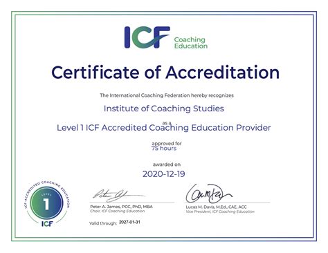 Renewal Of Our Icf Level 1 Accreditation