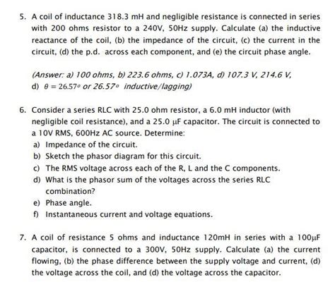 Solved A Coil Of Inductance Mh And Negligible Chegg