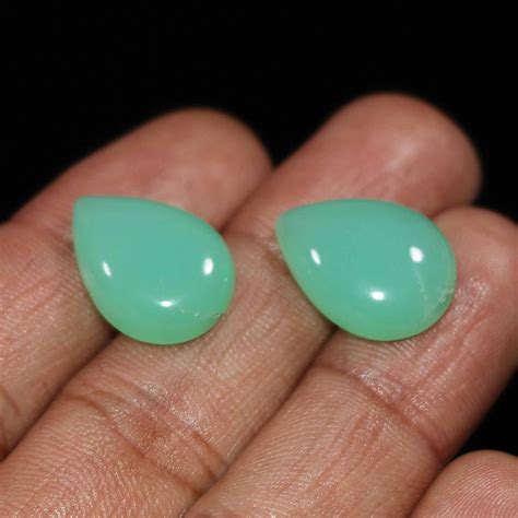 Aaatop Chrysoprase Matching Pair Cabochon Natural Rare Green