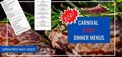 Carnival 8 Day Dinner Menus Archives · Prof Cruise Ship Tour Cruise