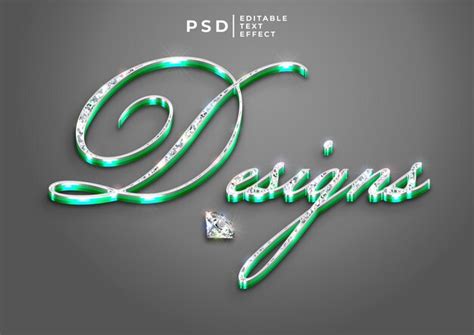 Premium Psd Free Psd Elegant 3d Text Effect With Green Diamonds