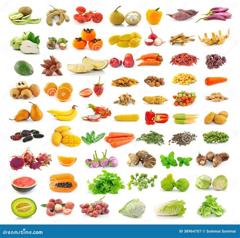 Fruit And Vegetable Collection Isolated On White Stock Image Image Of