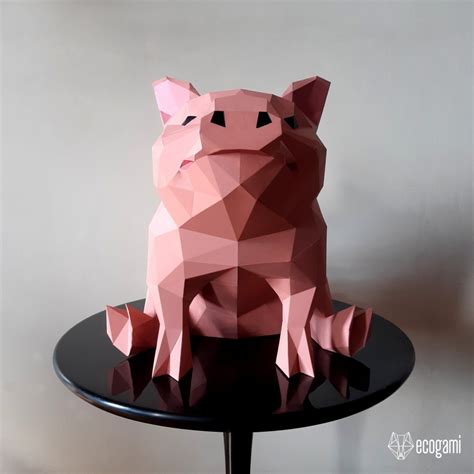 Cute Pig Papercraft Sculpture Printable D Puzzle Papercraft Pdf