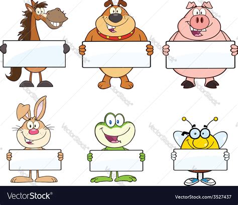 Cartoon Characters Holding Sign Royalty Free Vector Image