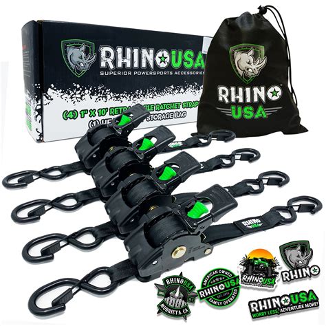 Rhino Usa X Retractable Ratchet Straps Pack Lb Max