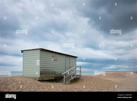 Dungeness Bird Hide A Green Hut On The Shingle Beach At Dungeness