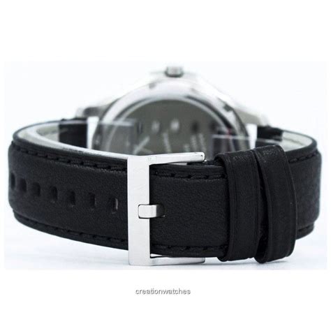 Armani Exchange Quartz Black Dial Black Leather Strap Ax Men S Watch