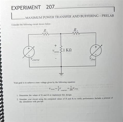 Solved Maximum Power Transfer And Buffering Prelab Chegg