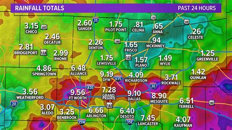 Dfw Weather Dallas Fort Worth Area Flood Map Rainfall Totals