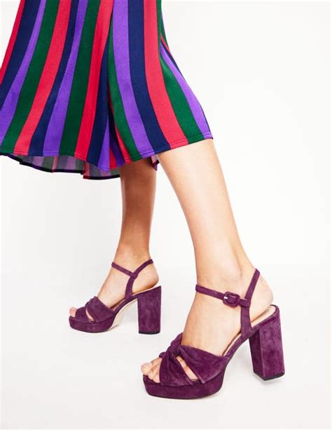 Twist Front Heeled Platforms Damson Suede Boden Uk