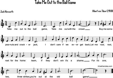 Take Me Out to the Ball Game - Beth's Notes