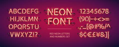 Premium Vector Red Glowing Neon Font