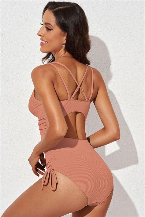 Tied Cutout Plunge One Piece Swimsuit Flyclothing Llc