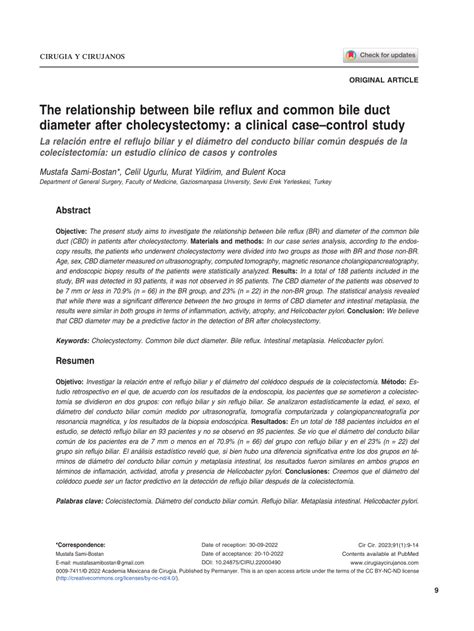 Pdf The Relationship Between Bile Reflux And Common Bile Duct