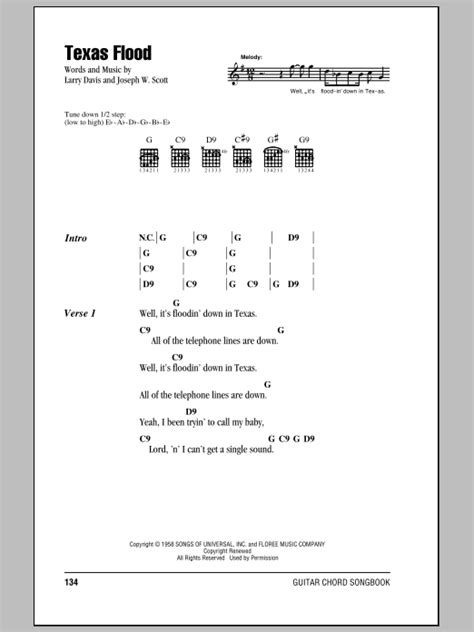 Texas Flood By Stevie Ray Vaughan Sheet Music For Guitar Chords Lyrics