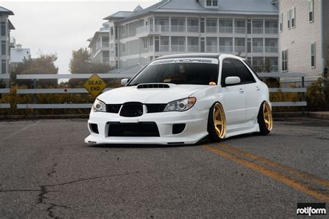 Subaru Wrx Station Wagon Sporting Gold Custom Painted Rims By Rotiform