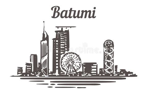 Batumi In Georgia Vector Flat Attraction Landmarks Stock Vector