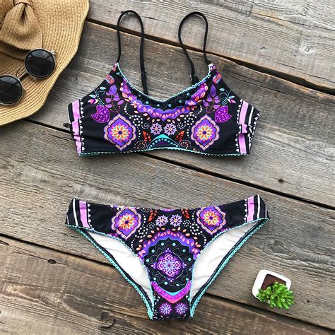 Cupshe Song Of Joy Lace Bikini Set Mid Waisted Swimsuit Bathing Suit