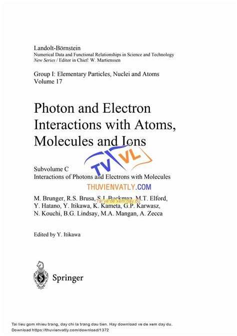 Pdf Interactions Of Photons And Electrons With Molecules Pdf Th