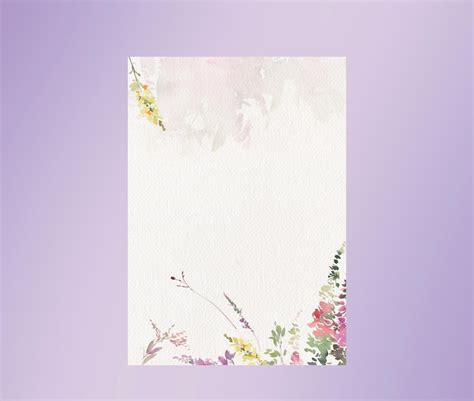 Wildflower Stationary Watercolor Printable Stationerypenpal Stationary