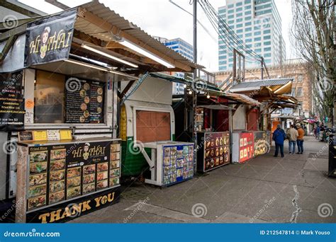 Colorful Food Carts in Downtown Portland Oregon. Editorial Stock Image ...