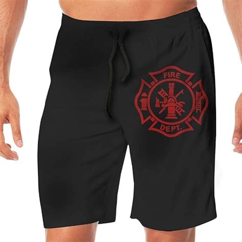 Ygeil25 Mens Swim Shorts Firefighter Quick Dry Beach Board Short With