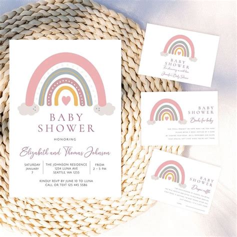 Pacchetto Invito Rainbow Baby Shower Invito Boho Rainbow Baby Shower