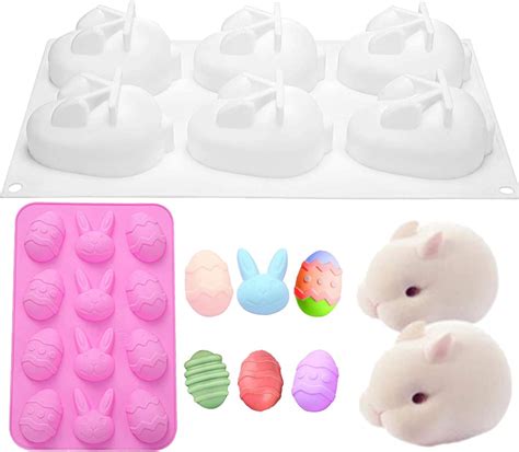 Bunny Silicone Mold Easter Egg Chocolate Candy Molds 2pieces Silicone Chocolate Making Mold For