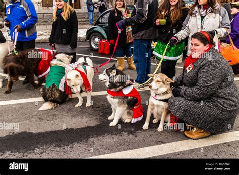 Main Street At Christmas Stockbridge, Massachusetts, USA Stock Photo ...