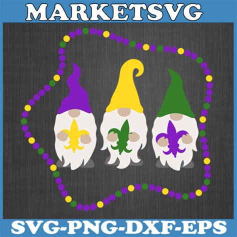 Mardi Gras Gnome Svg Mardi Gras Gnomes Svg Three Gnomes Svg Fleur De