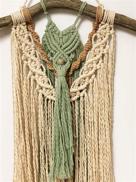 Modern Macrame Wall Hanging Boho Macrame Design Layered Green Etsy